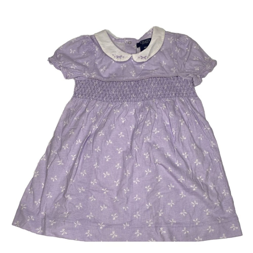NEW Chaps Cotton Purple Girl Dress Size 18 Months